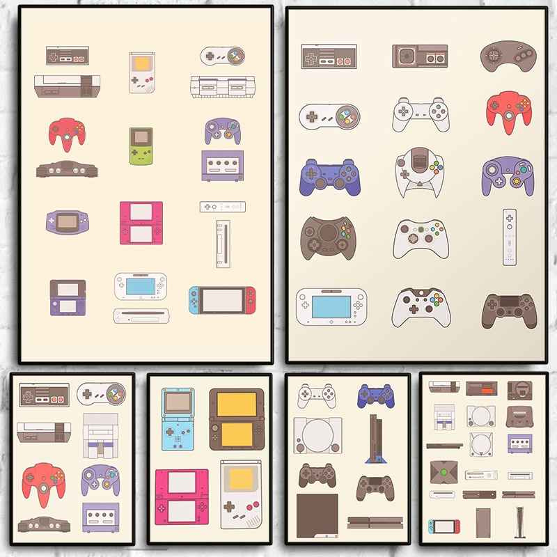 Gaming Console Handheld - Poster su Tela dell'Evoluzione dei Videogiochi: