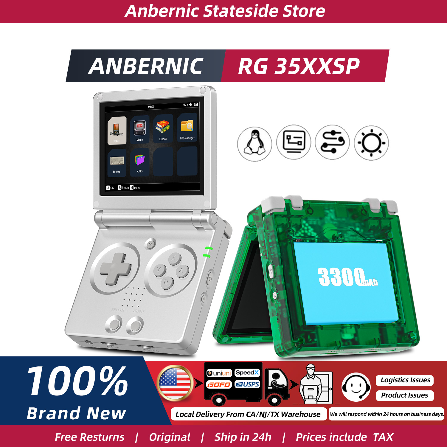 ANBERNIC RG35XXSP Flip, consol - Gaming Console Years recensione e prezzo